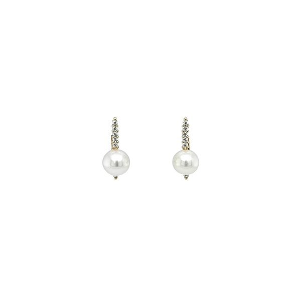 Vòng tai vàng đính ngọc trai và zircon