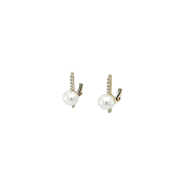 Vòng tai vàng đính ngọc trai và zircon