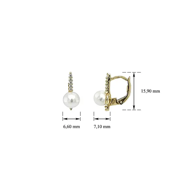 Vòng tai vàng đính ngọc trai và zircon