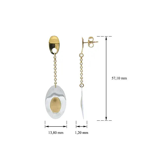 Khuyên tai làm từ vàng kết hợp