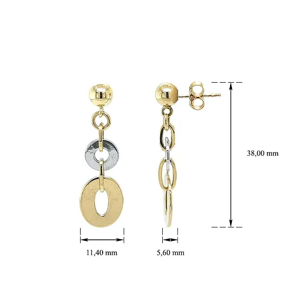 Khuyên tai làm từ vàng kết hợp