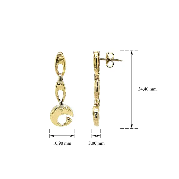 Vòng tai vàng đính đá lấp lánh