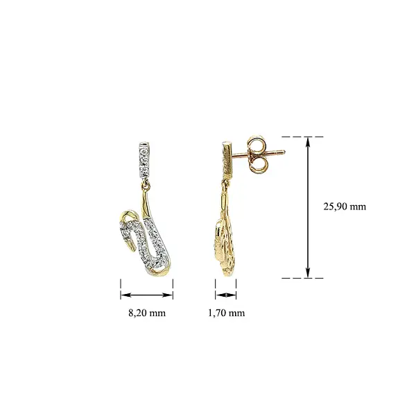 Vòng tai vàng đính đá zircon