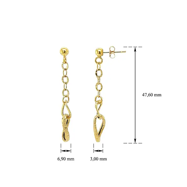 Vòng tai vàng đính đá lủng lẳng