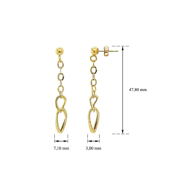 Vòng tai vàng đính đá lủng lẳng