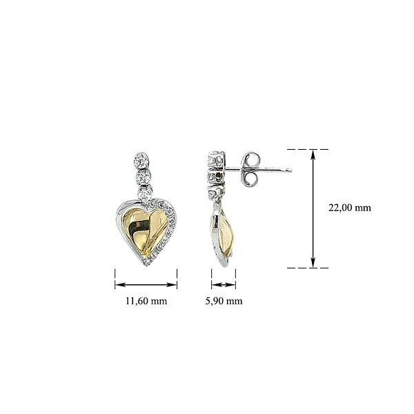 Vòng cổ đeo tai hình trái tim đính đá zircon