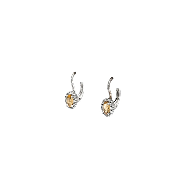 Vòng tai vàng trắng citrine