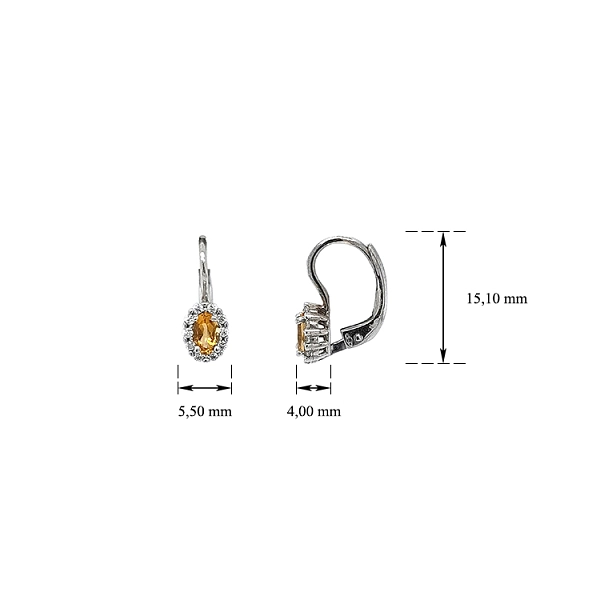 Vòng tai vàng trắng citrine