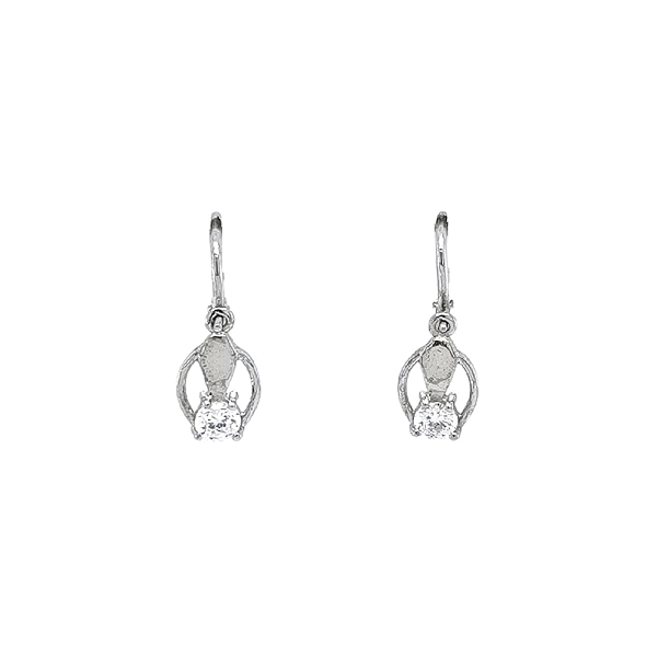 Vòng tai cho trẻ em với đá zircon trắng vàng