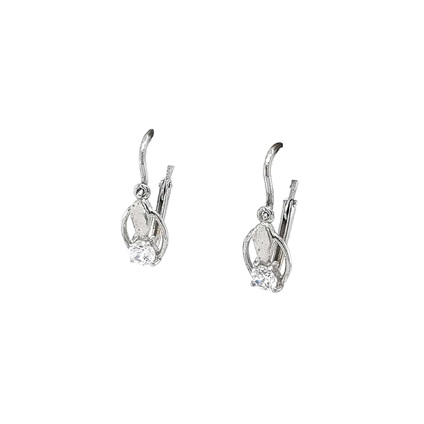 Vòng tai cho trẻ em với đá zircon trắng vàng