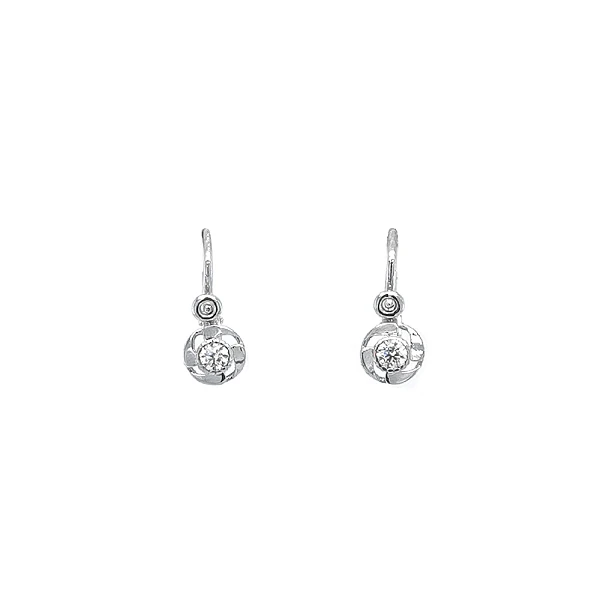 Vòng tai cho trẻ em với đá zircon trắng vàng