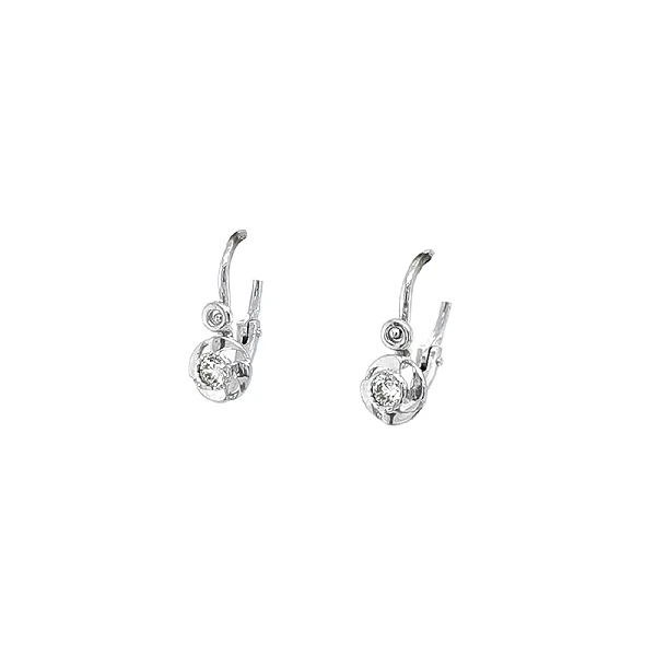 Vòng tai cho trẻ em với đá zircon trắng vàng