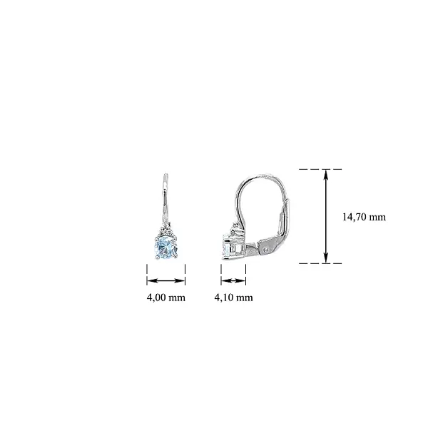 Vòng tai vàng trắng đính đá topaz