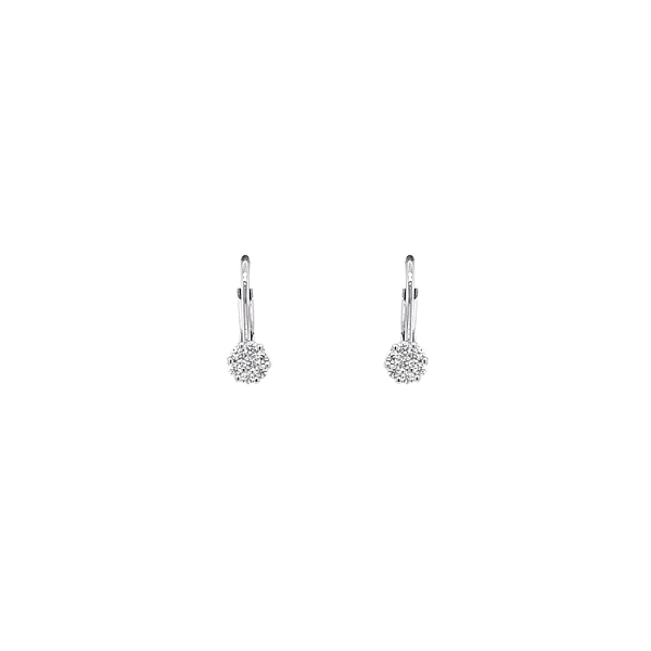 Khuyên tai bằng vàng trắng đính đá zircon trắng