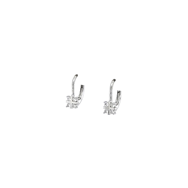 Khuyên tai bằng vàng trắng đính đá zircon trắng