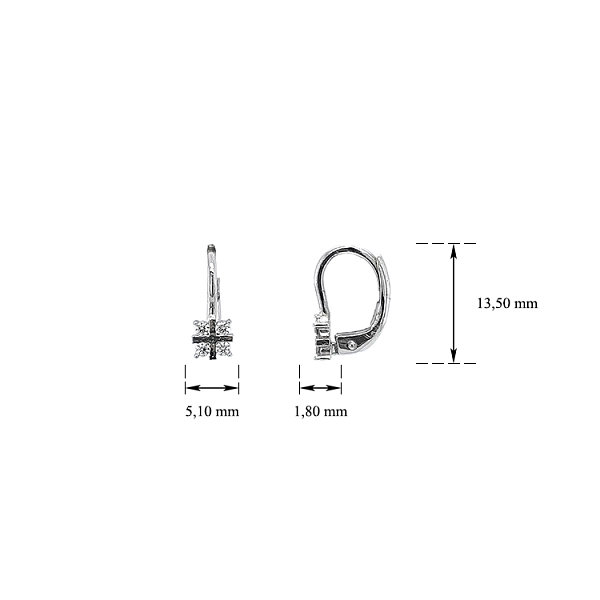 Khuyên tai bằng vàng trắng đính đá zircon trắng