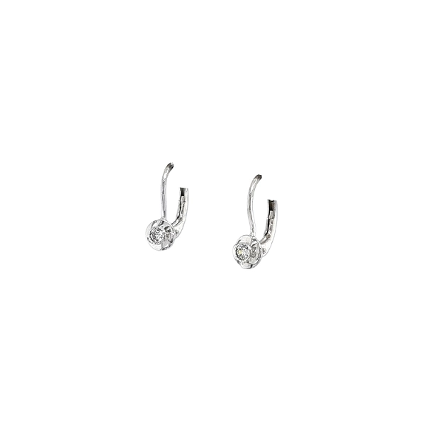 Khuyên tai bằng vàng trắng đính đá zircon trắng