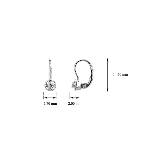 Khuyên tai bằng vàng trắng đính đá zircon trắng