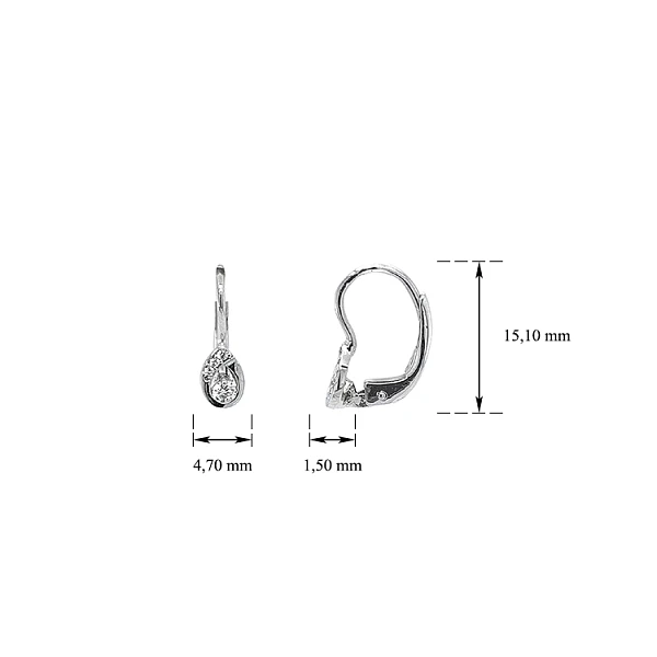 Khuyên tai bằng vàng trắng đính đá zircon trắng