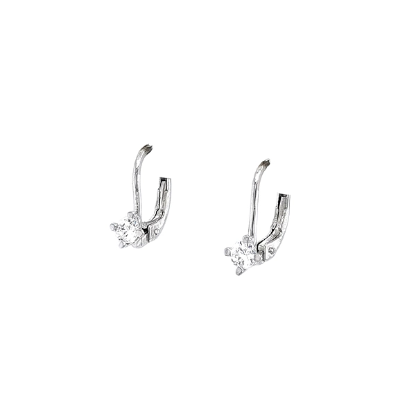 Khuyên tai bằng vàng trắng đính đá zircon trắng