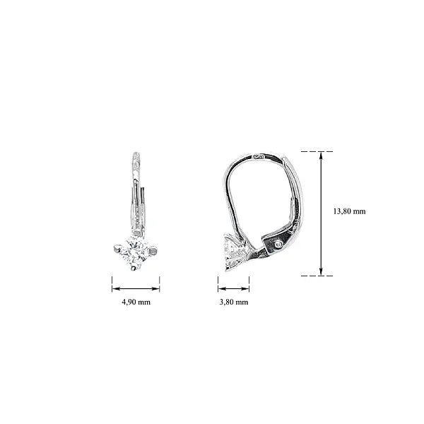 Khuyên tai bằng vàng trắng đính đá zircon trắng