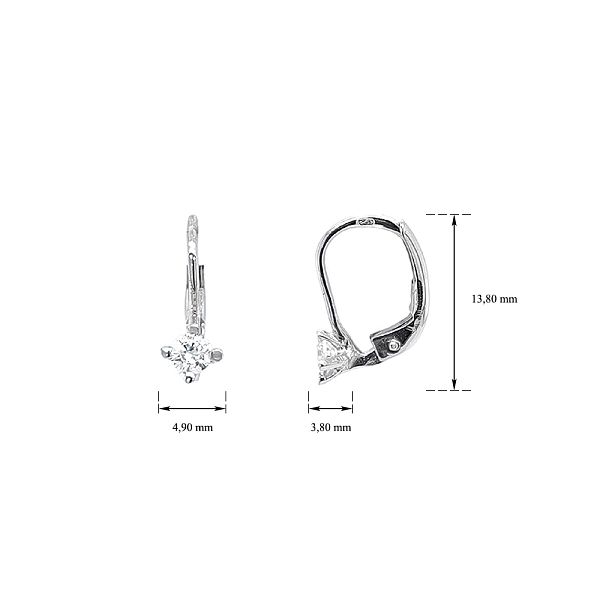 Khuyên tai bằng vàng trắng đính đá zircon trắng