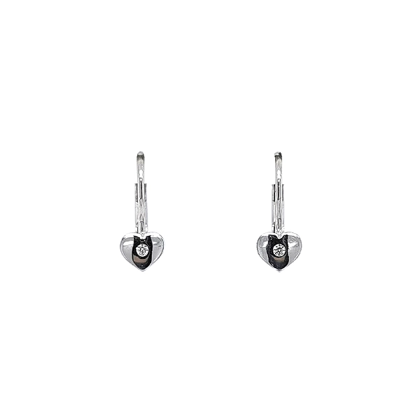 Khuyên tai hình trái tim với đá zircon trắng vàng