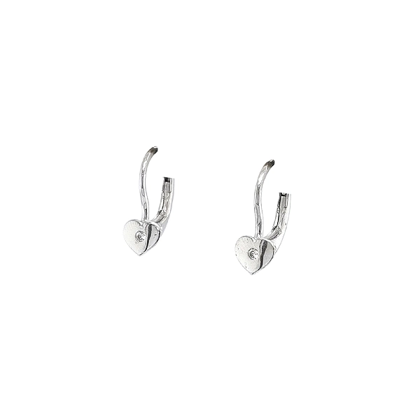 Khuyên tai hình trái tim với đá zircon trắng vàng