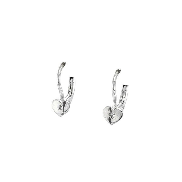 Bông tai hình trái tim đính đá zircon trong vàng trắng