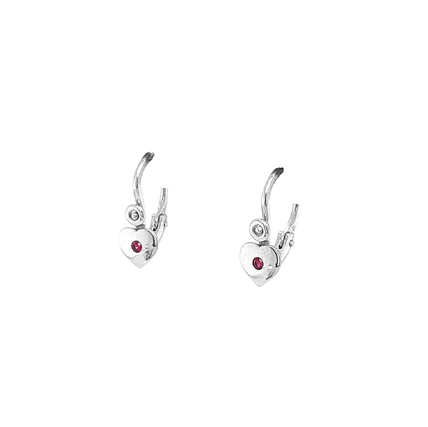 Vòng tai cho trẻ em với ruby trắng vàng