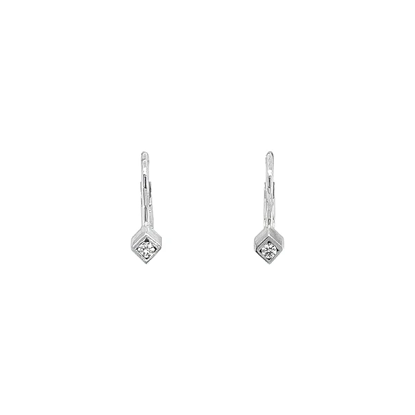 Khuyên tai bằng vàng trắng đính đá zircon trắng