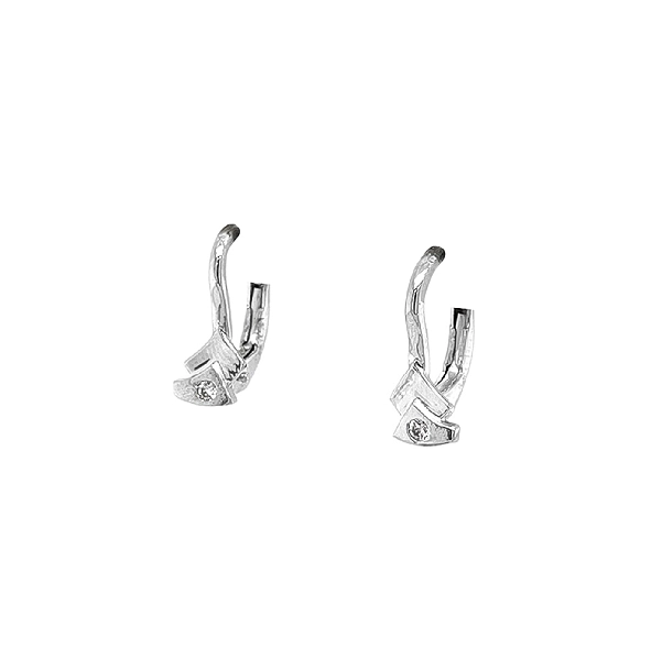 Khuyên tai bằng vàng trắng đính đá zircon trắng