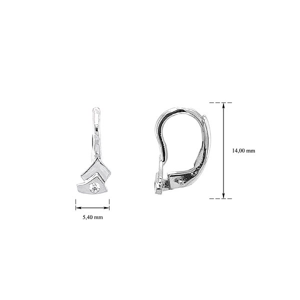Khuyên tai bằng vàng trắng đính đá zircon trắng