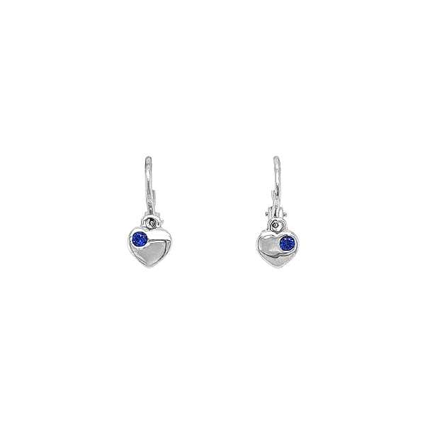 Vòng tai cho trẻ em với đá sapphire trong vàng trắng