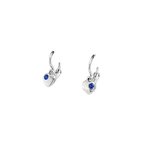 Vòng tai cho trẻ em với đá sapphire trong vàng trắng