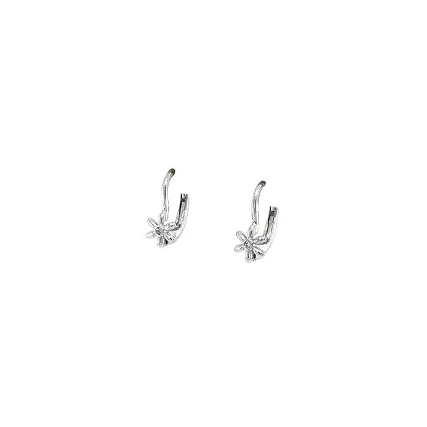 Khuyên tai bằng vàng trắng đính đá zircon trắng