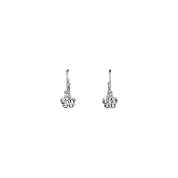 Vòng tai cho trẻ em với đá zircon trắng vàng