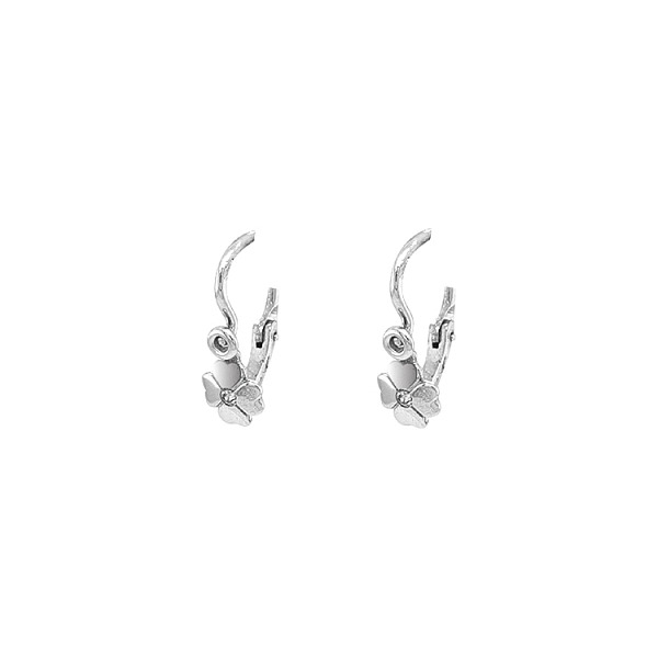 Vòng tai hình lá cỏ ba lá cho trẻ em bằng vàng với đá zircon