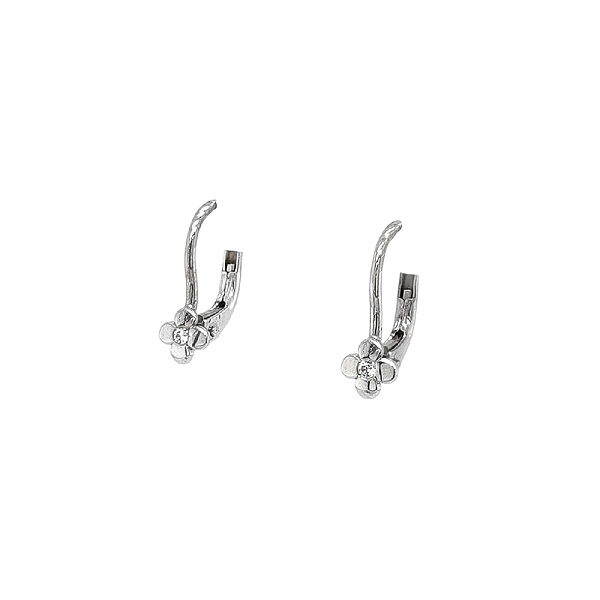 Bông tai hoa với đá zircon trắng vàng