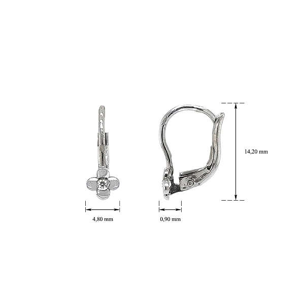 Bông tai hoa với đá zircon trắng vàng