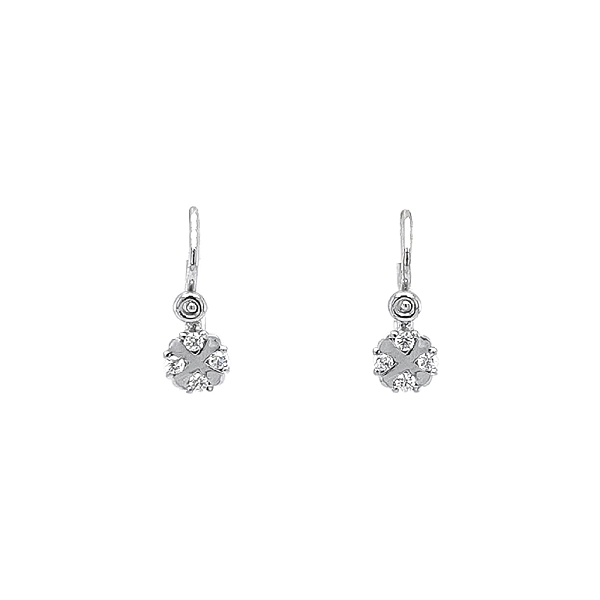 Vòng tai cho trẻ em với đá zircon trắng vàng
