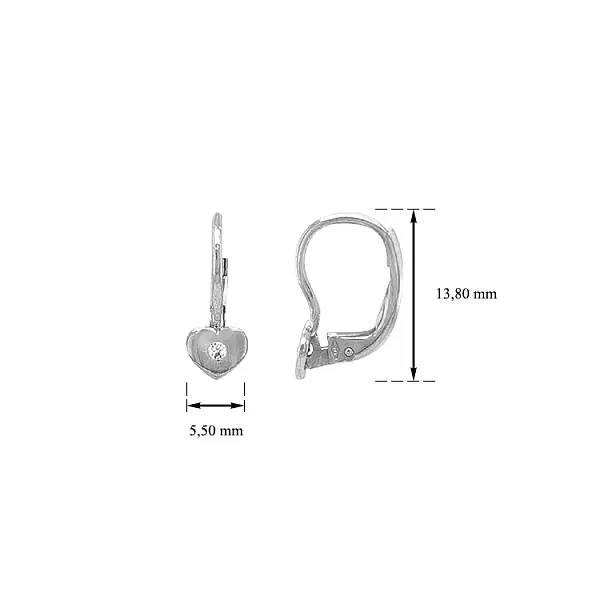 Vòng tai vàng hình trái tim đính đá zircon