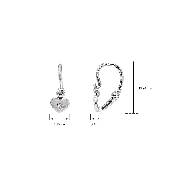 Khuyên tai hình trái tim cho trẻ em với đá zircon