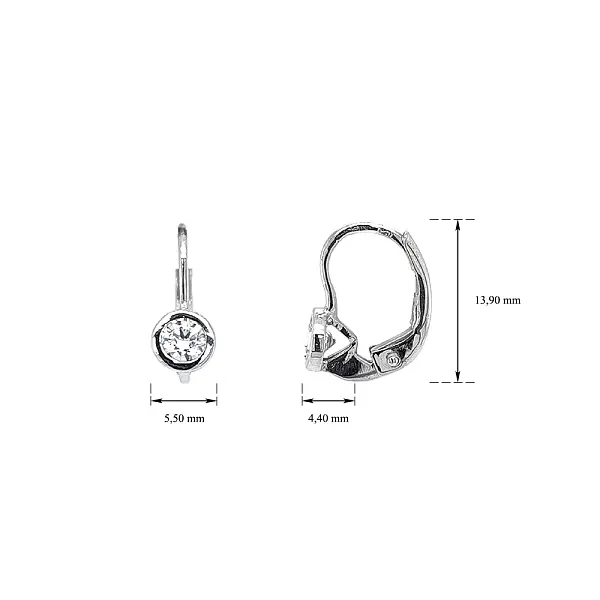 Khuyên tai bằng vàng trắng đính đá zircon trắng