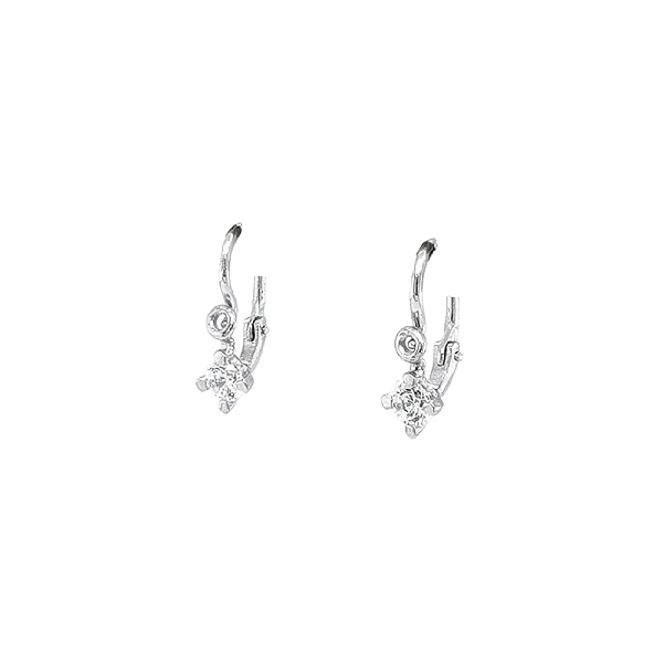 Vòng tai cho trẻ em với đá zircon trắng vàng