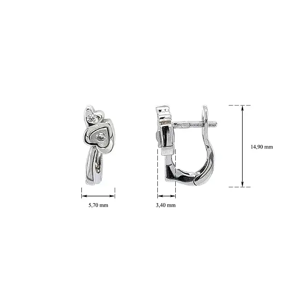 Bông tai hình trái tim đính đá zircon trong vàng trắng