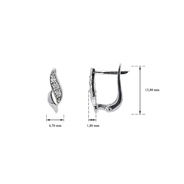 Vòng tai vàng trắng với họa tiết zircon tinh xảo
