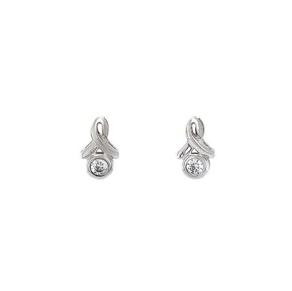 Vòng tai vàng trắng sang trọng với đá zircon lấp lánh
