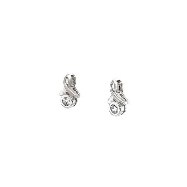 Vòng tai vàng trắng sang trọng với đá zircon lấp lánh
