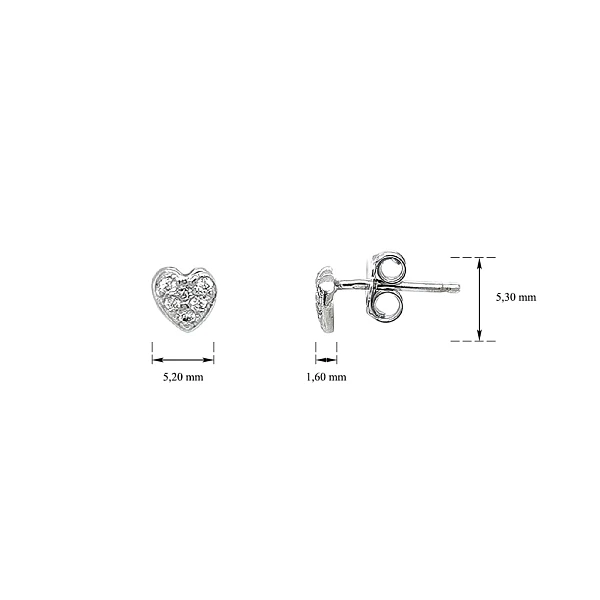 Vòng tai hình trái tim đính đá zircon trong vàng trắng